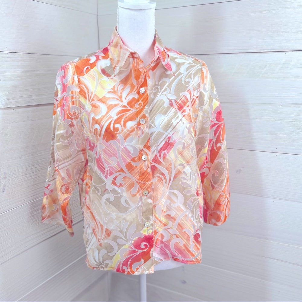Alfred Dunner Pretty Corals Lightweight Mesh Jacket PS FREE SHIP